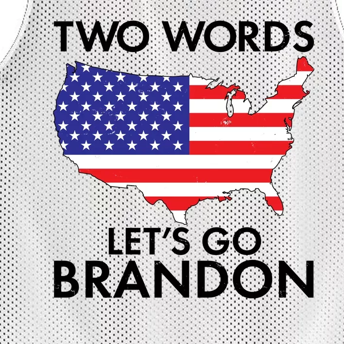 Two Words Let's Go Brandon Mesh Reversible Basketball Jersey Tank