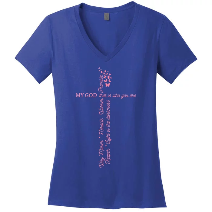 The Waymaker Light In The Darkness Butterflies Lover Gift Women's V-Neck T-Shirt