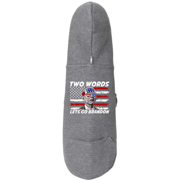 Two Words Let's Go Brandon US Flag Political American Doggie 3-End Fleece Hoodie