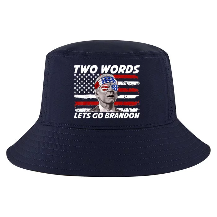 Two Words Let's Go Brandon US Flag Political American Cool Comfort Performance Bucket Hat