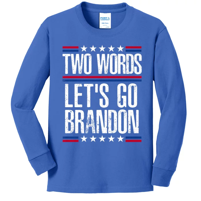 Two Words Let's Go Brandon Funny Political Meme Kids Long Sleeve