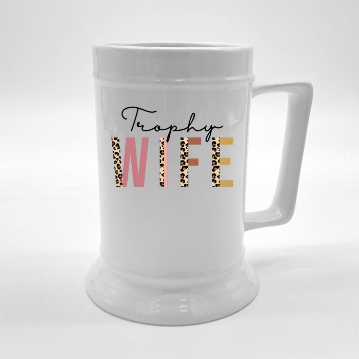 Trophy Wife Leopard Print Front & Back Beer Stein