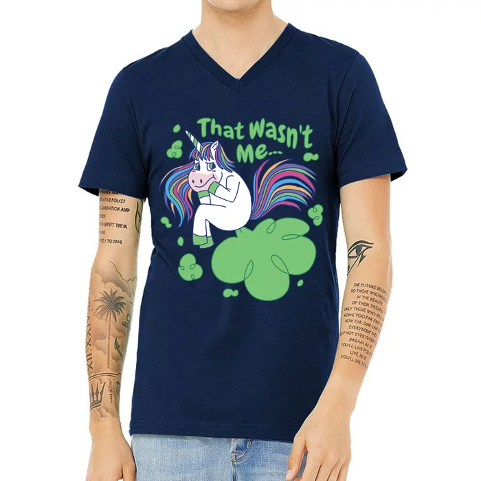 That Wasn't Me Funny Unicorn Farting V-Neck T-Shirt