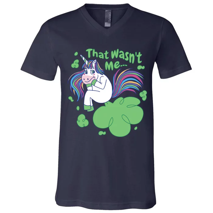 That Wasn't Me Funny Unicorn Farting V-Neck T-Shirt