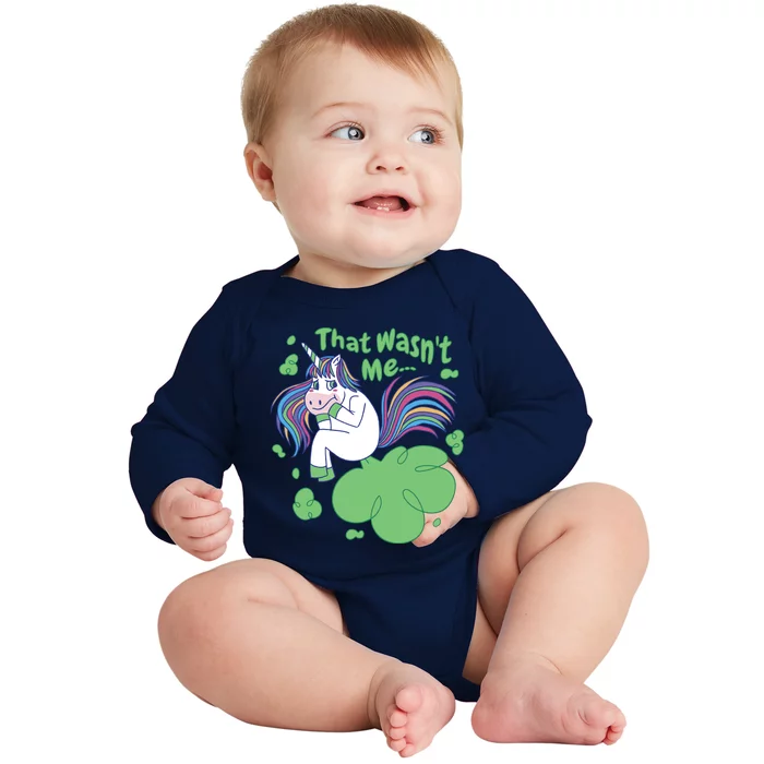 That Wasn't Me Funny Unicorn Farting Baby Long Sleeve Bodysuit