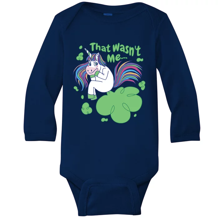 That Wasn't Me Funny Unicorn Farting Baby Long Sleeve Bodysuit