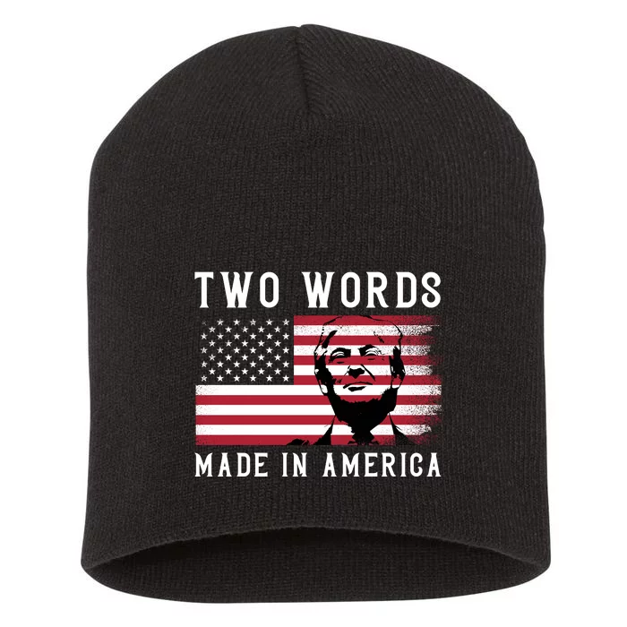 Two Words Made In America Usa Flag Vintage Short Acrylic Beanie