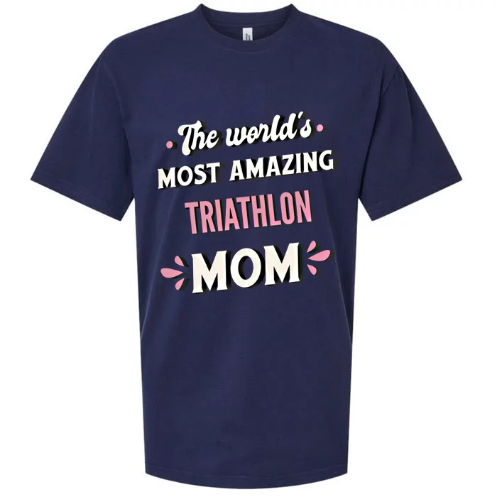 The World's Most Amazing Triathlon Mom Gift Sueded Cloud Jersey T-Shirt