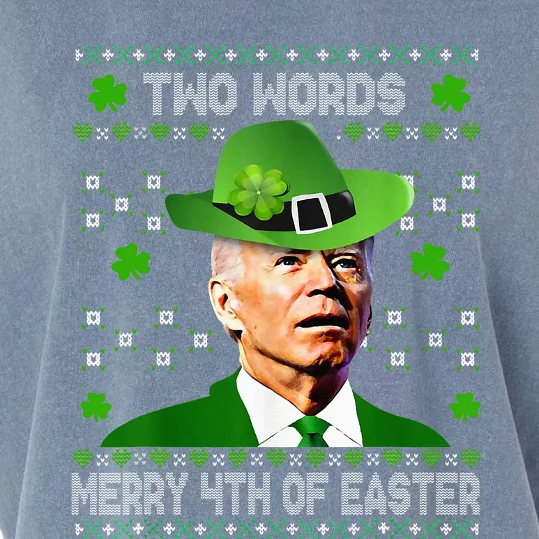 Two Words Merry 4th Of Easter Funny Joe Biden St Patrick Day Garment-Dyed Women's Muscle Tee