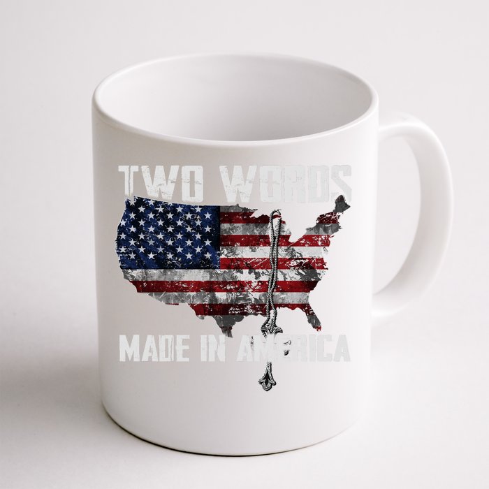 Two Words Made In America Joe Biden Vintage American US Flag Front & Back Coffee Mug