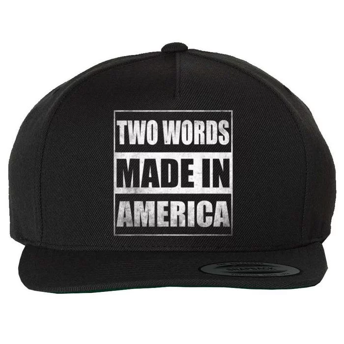 Two Words Made In America Funny Biden Quote Anti Joe Biden Wool Snapback Cap