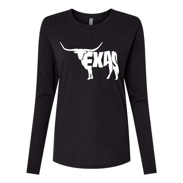 Texas Word Mashup Longhorn Womens Cotton Relaxed Long Sleeve T-Shirt