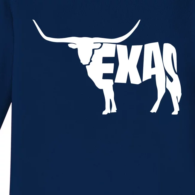 Texas Word Mashup Longhorn Baby Long Sleeve Bodysuit