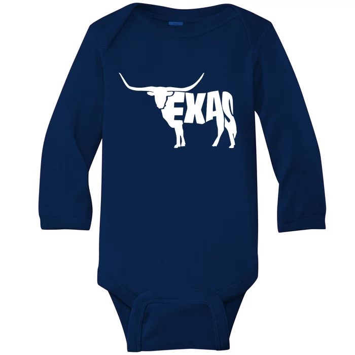 Texas Word Mashup Longhorn Baby Long Sleeve Bodysuit