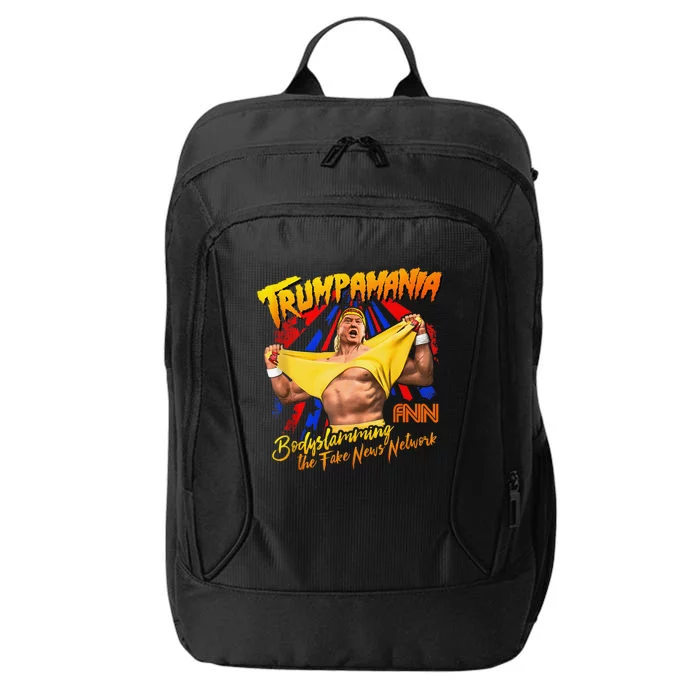 Trump Wrestling Meme Fake News Network Trump Mania Painting City Backpack