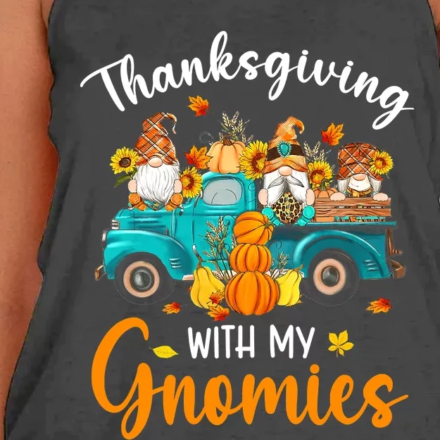 Thanksgiving With My Gnomies Funny Season Gnomes Lover Women's Knotted Racerback Tank