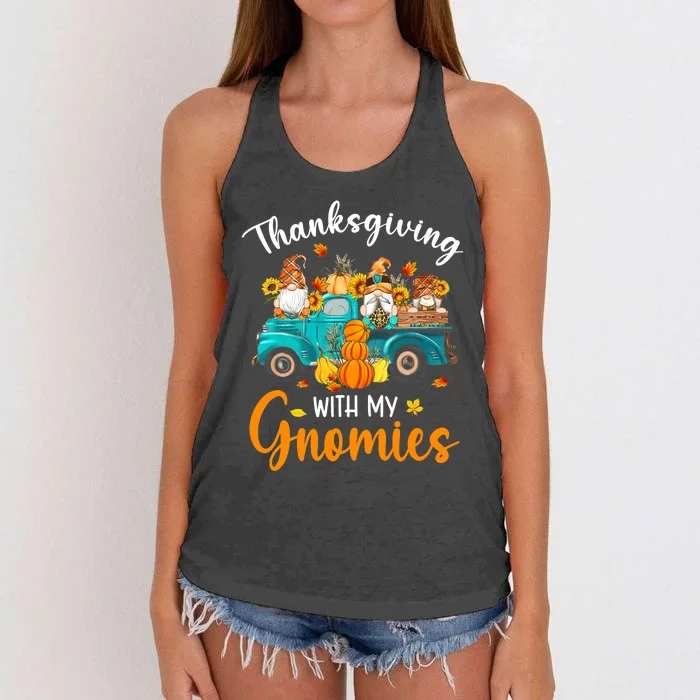 Thanksgiving With My Gnomies Funny Season Gnomes Lover Women's Knotted Racerback Tank