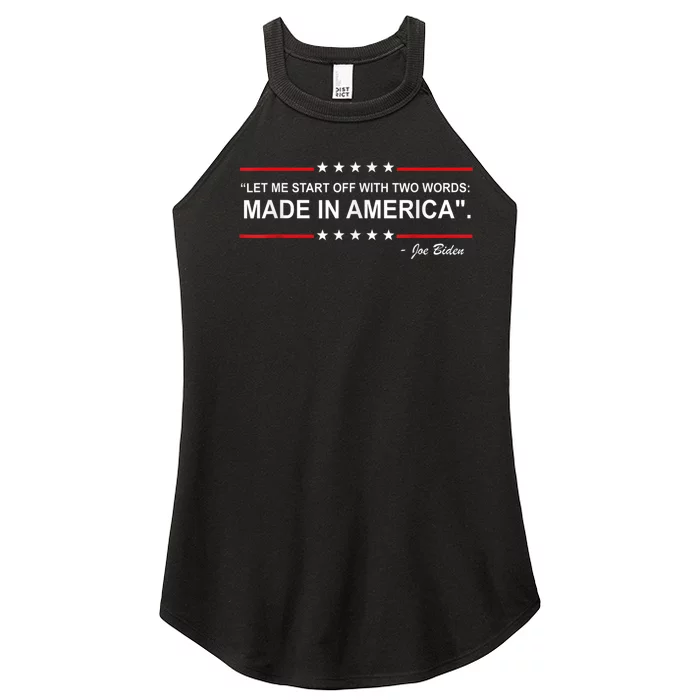 Two Words Made In America Funny Biden Quote Anti Biden Women’s Perfect Tri Rocker Tank