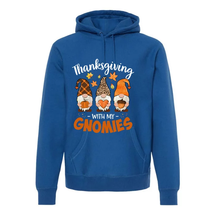 Thanksgiving With My Gnomie Leopard Teacher Fall Gnome Great Gift Premium Hoodie