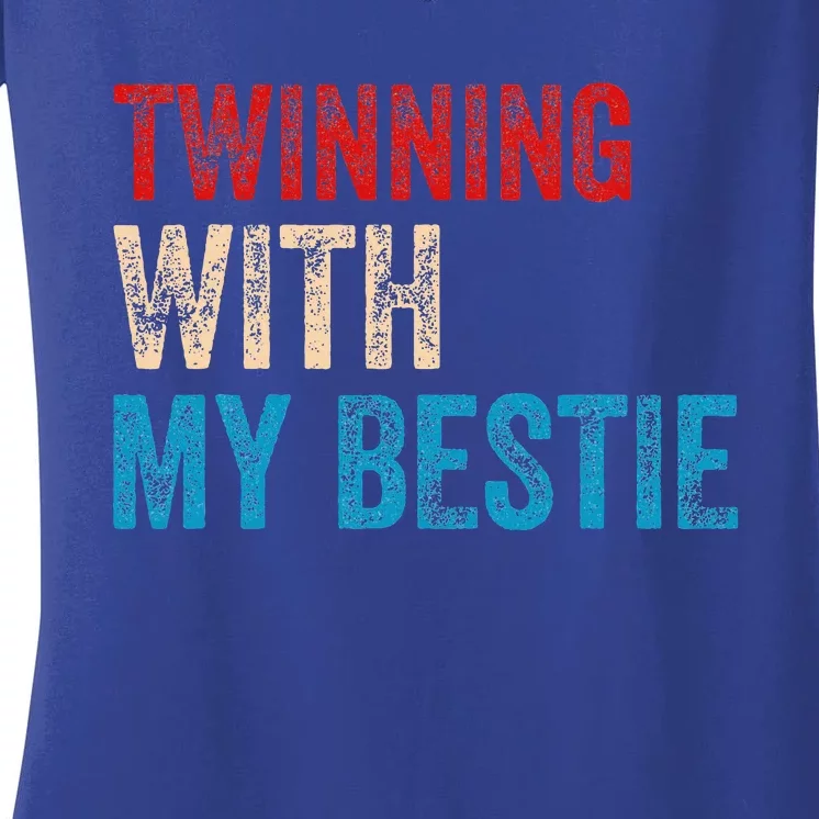 T.winning With My Bestie Spirit Week Twin Day Best Friend Women's V-Neck T-Shirt