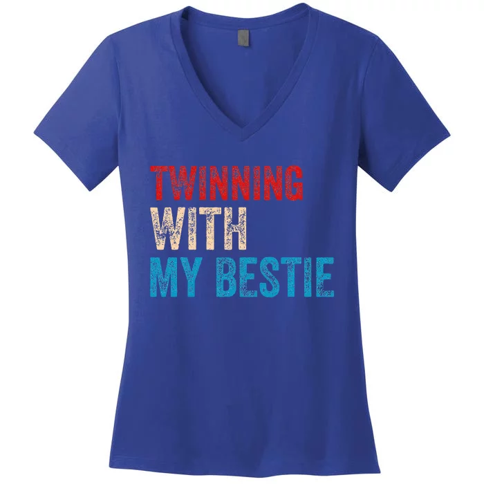 T.winning With My Bestie Spirit Week Twin Day Best Friend Women's V-Neck T-Shirt