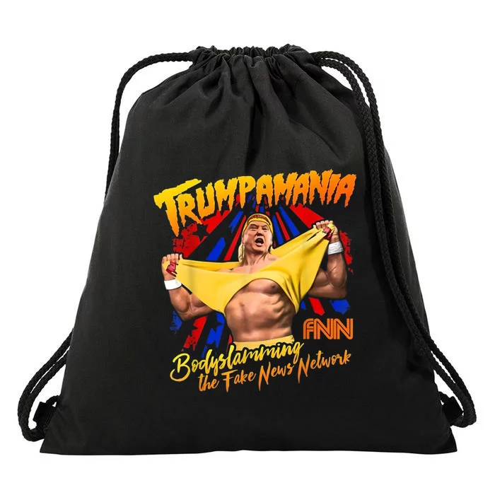 Trump Wrestling Meme Fake News Trumpamania Drawstring Bag