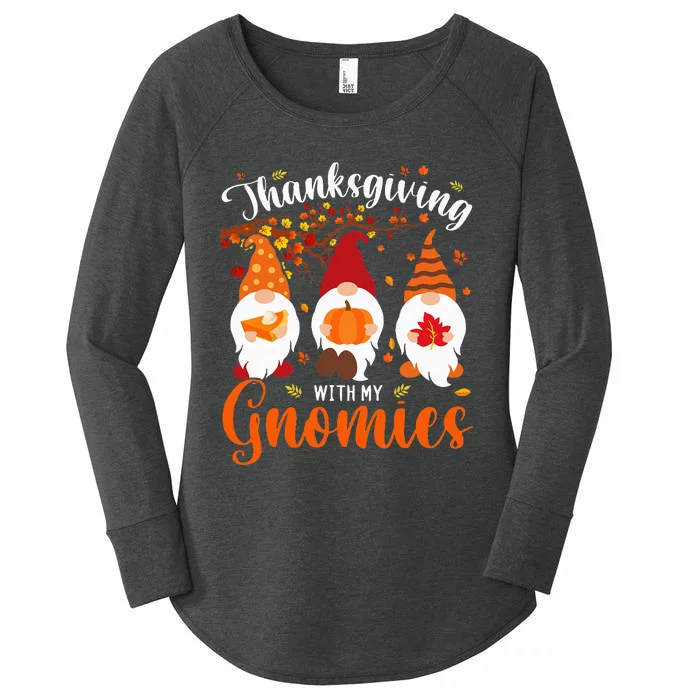 Thanksgiving With My Gnomies Funny Autumn Gnomes Lover Women's Perfect Tri Tunic Long Sleeve Shirt