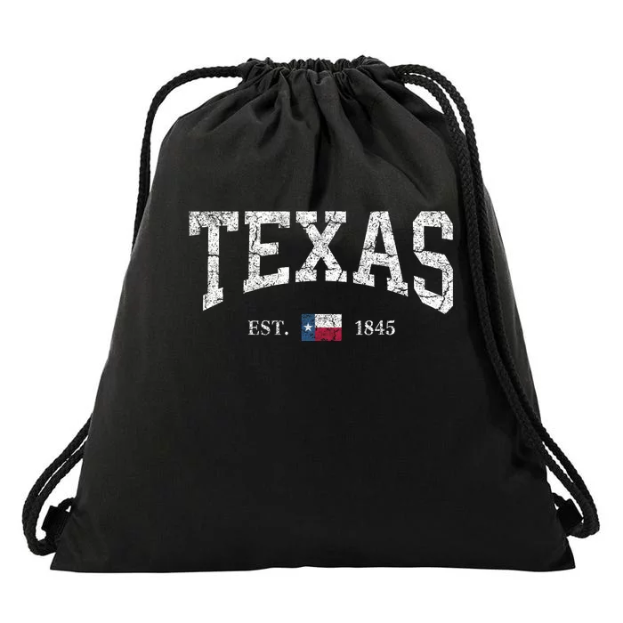 Texas Women Men Kids Texas State Map Flag Distressed Drawstring Bag