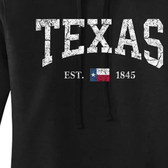 Texas Women Men Kids Texas State Map Flag Distressed Women's Pullover Hoodie