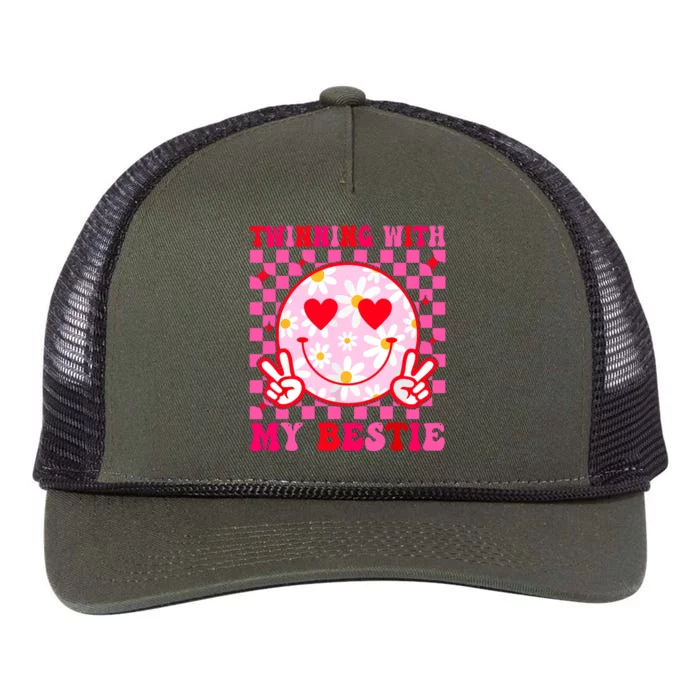 Twinning With My Bestie Matching Best Friend Bff Twins Day Retro Rope Trucker Hat Cap