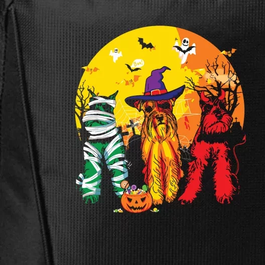 Three Witch Mummy Zombie Bearded Dogs Cool Cute Halloween Costume Pumpkin Dog Lo City Backpack