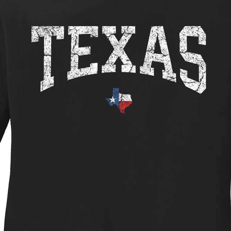 Texas Women Men Kids Texas State Map Flag Distressed Ladies Long Sleeve Shirt