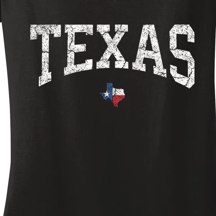 Texas Women Men Kids Texas State Map Flag Distressed Women's V-Neck T-Shirt