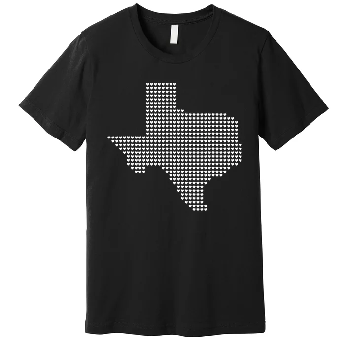 Texas Women Men Kids Texas State Map Made Of Hearts Premium T-Shirt