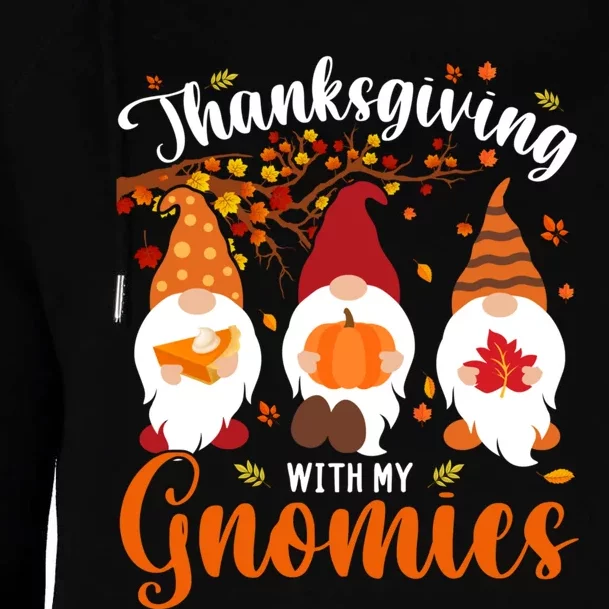 Thanksgiving With My Gnomies Funny Autumn Gnomes Lover Womens Funnel Neck Pullover Hood