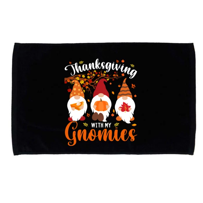 Thanksgiving With My Gnomies Funny Autumn Gnomes Lover Microfiber Hand Towel