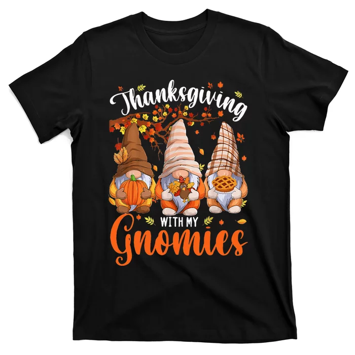 Thanksgiving With My Gnomies Fall Autumn Vibes Gnome Pumpkin T-Shirt