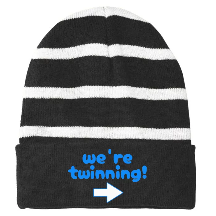 Twinning With My Bestie Spirit Week Twin Day Best Friend Striped Beanie with Solid Band