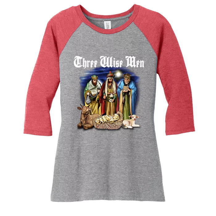 Three Wise Men Women's Tri-Blend 3/4-Sleeve Raglan Shirt