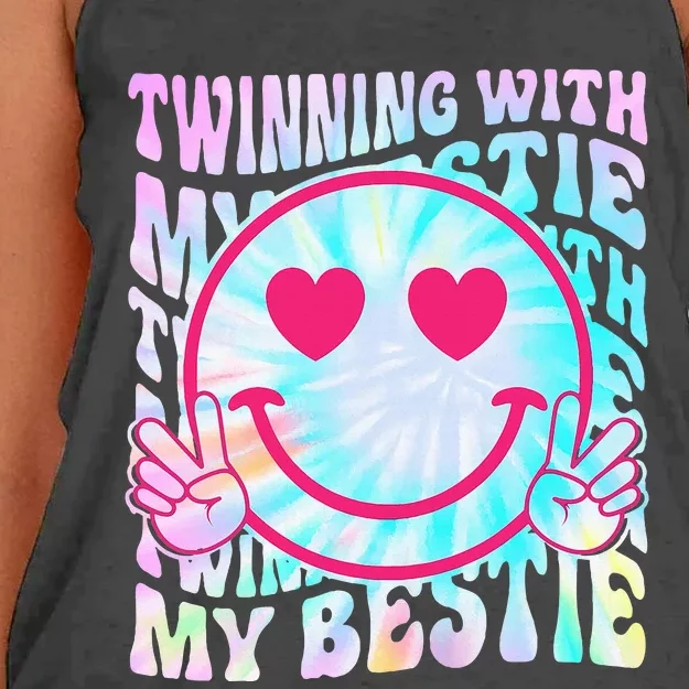 Twinning With My Bestie Spirit Week Twin Day Best Friend 70s Women's Knotted Racerback Tank