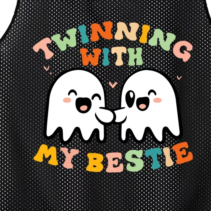 Twinning With My Bestie Halloween Ghost Boy Spirit Week Twin Day Best Friend Mesh Reversible Basketball Jersey Tank