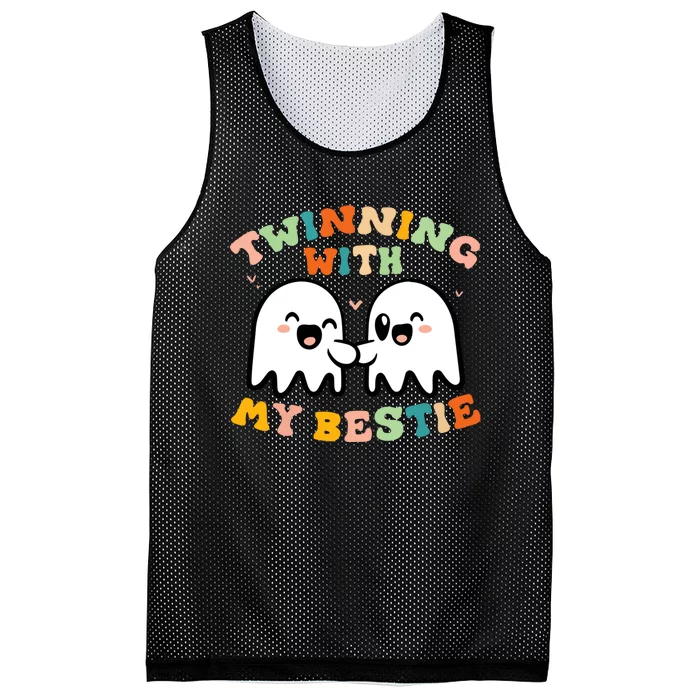 Twinning With My Bestie Halloween Ghost Boy Spirit Week Twin Day Best Friend Mesh Reversible Basketball Jersey Tank