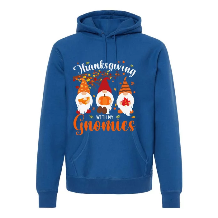 Thanksgiving With My Gnomies Funny Autumn Gnomes Lover Premium Hoodie