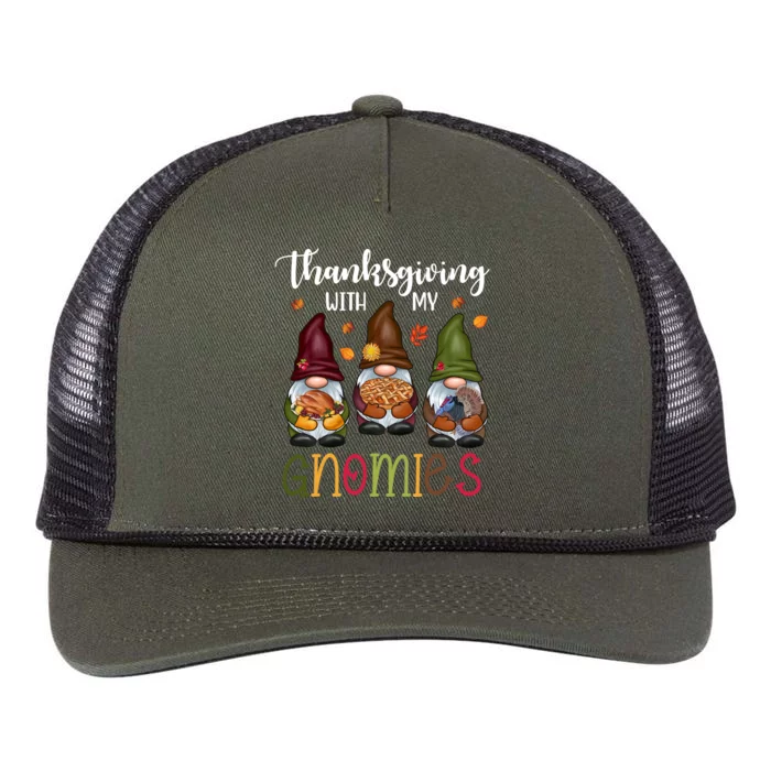 Thanksgiving With My Gnomies Holiday Festive Retro Rope Trucker Hat Cap