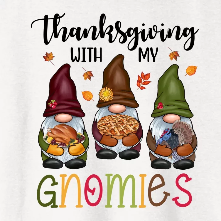 Thanksgiving With My Gnomies Holiday Festive Women's Crop Top Tee