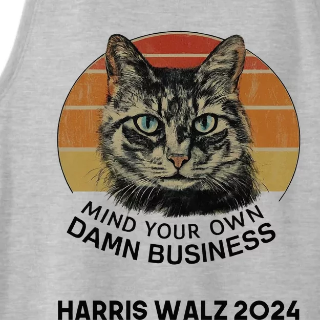 Tim Walz Mind Your Own Damn Business Cats For Kamala Ladies Tri-Blend Wicking Tank