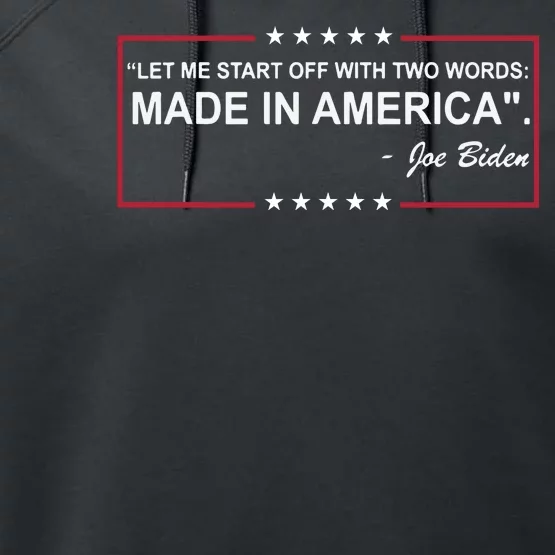 Two Words Made In America Anti Joe Biden Performance Fleece Hoodie