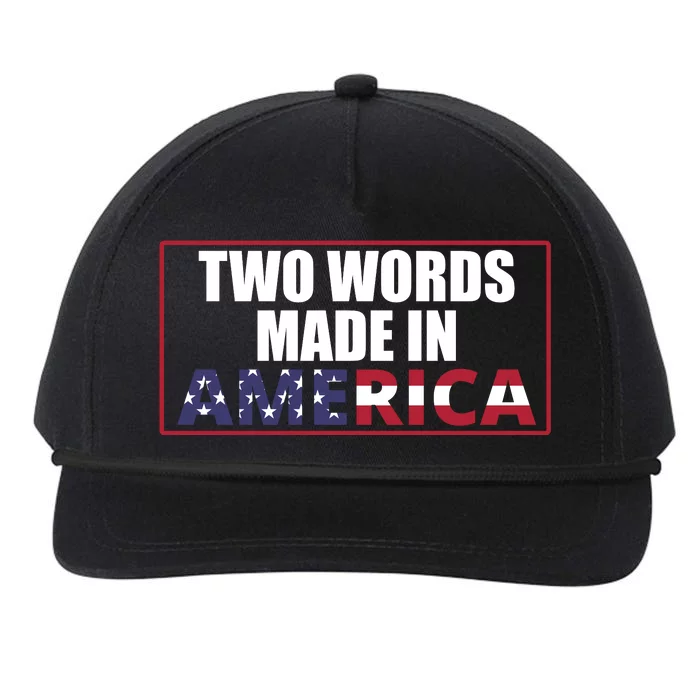 Two Words Made In America Funny Usa Flag Vintage Snapback Five-Panel Rope Hat