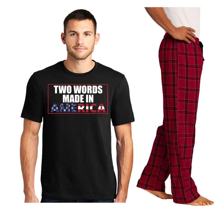 Two Words Made In America Funny Usa Flag Vintage Pajama Set