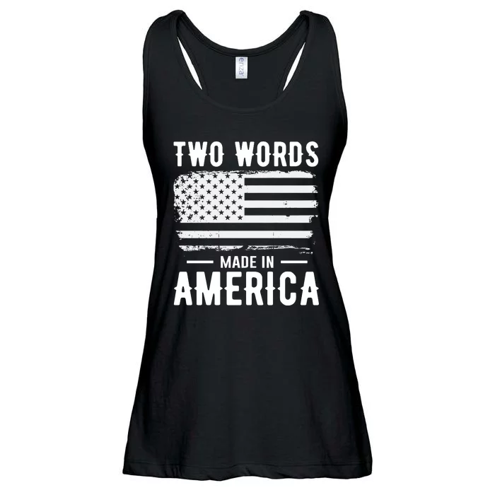 Two Words Made In America Usa Flag Vintage Ladies Essential Flowy Tank